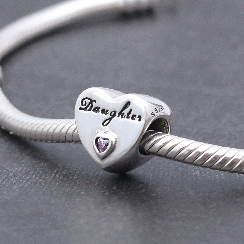 Echt 925 Sterling Zilveren Kralen Hart Clear Cz Bedankt Charm Fit Pan Vrouwen Armband Diy Sieraden