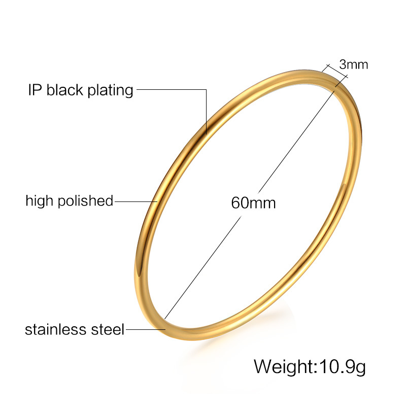 Brazalete de acero inoxidable de Color dorado para mujer, pulsera de joyería , brazalete liso, pulsera apilable, para chicas jóvenes