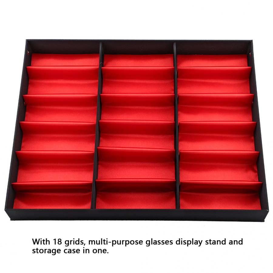 18 Grids Glasses Storage Case Eyeglasses Display Box Glasses Display Stand Sunglasses Storage Box Glasses Jewelry Organizer