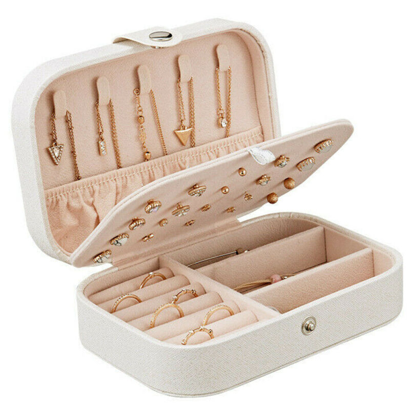 Women Jewelry Box Organizer Ladies Travel Case Earring Ring Necklace Storage Boxes