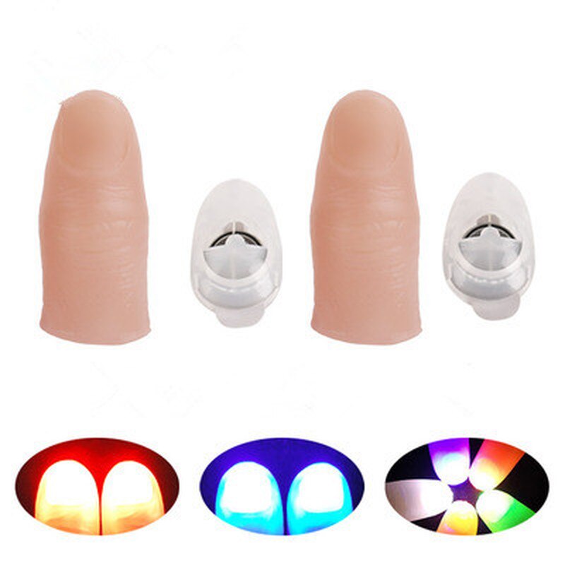 1 para kreatywnych magicznych twórców czerwone zapalają się kciuki porady z doprowadziło czerwony magiczny kciuk wskazówka światło iluzja miękki standardowy rozmiar 2 sztuk rekwizyty