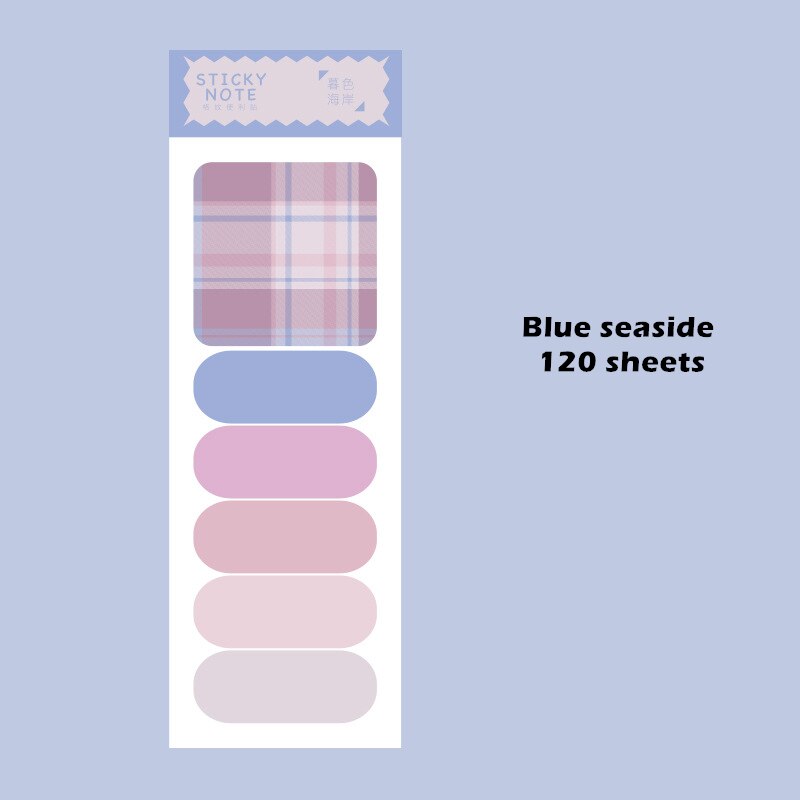 120 Vellen Tuin Bloem Plaid Sticky Notes Multi Kleur Rooster Index Stickers Lijm Memo Pad Notepad Kantoor School A6549: Blue seaside