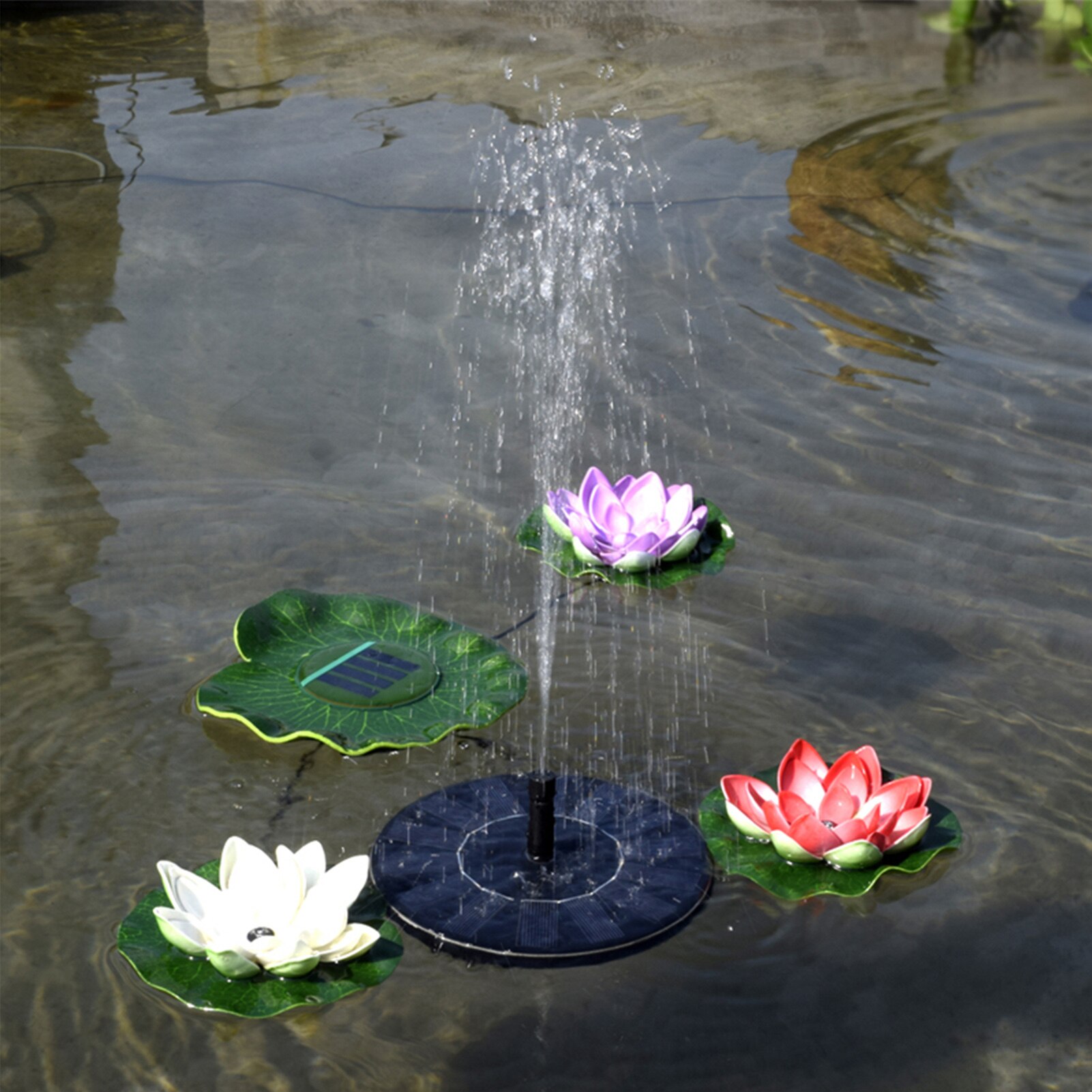 1.5W Solar Water Fountain Outdoor Bird Bath Fountain Solar Bird Bath Fountain With 6 Nozzles For Garden Pond Pool Decorations