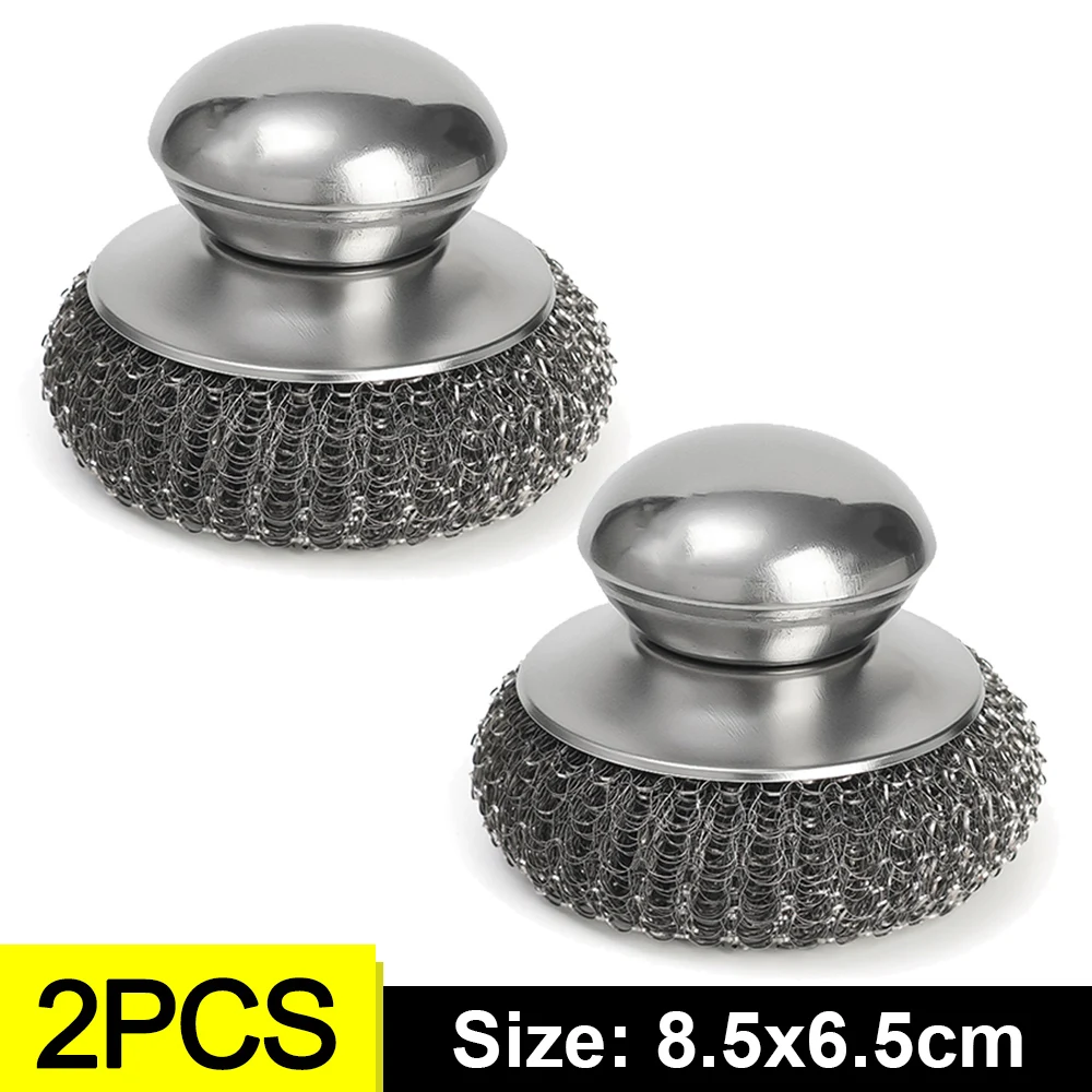 6-1Pcs Kitchen Stainless Steel Washing Brush Metal Sponge Scrubber With Handle For Dishes Pots Pans Grills Sink Cleaning Tools: army green