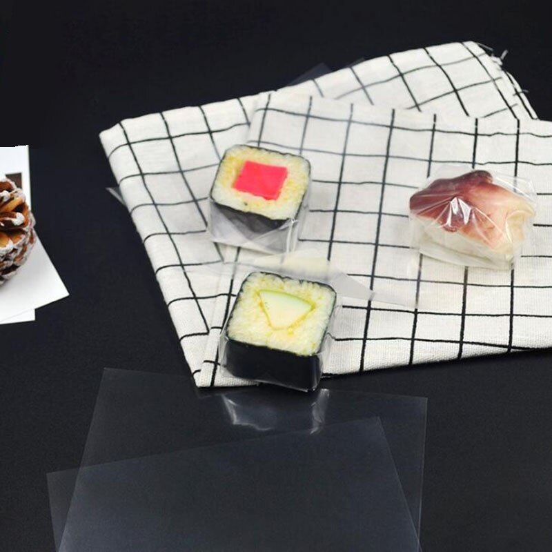 1600pcs Sushi Plastic Film Transparent Clear Anti-fog Rice Ball Onigiri Packing Sheet Paper Food Wrapper