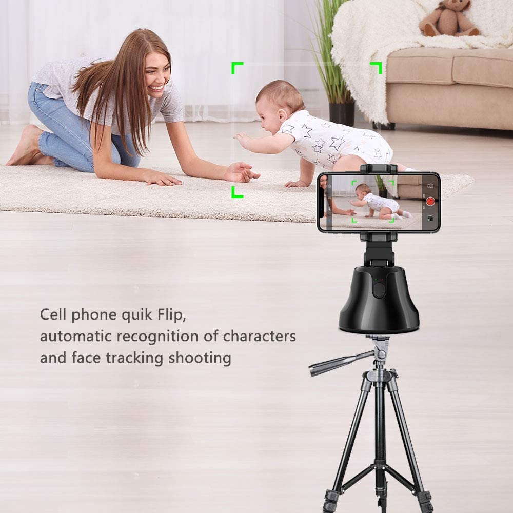 Selfie stick, hugorm 360 ° rotation automatisk ansigt og objekt sporing smart skyde kamera telefon mount, cature 360 ° kamera mænd selfie mount