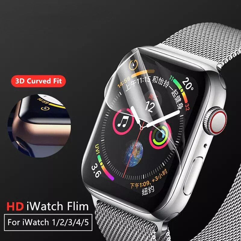 Couvercle de protection pour Apple Watch, 40mm, 44mm, 38mm, 42mm, coque plein écran 3D pour Apple Watch série 6 SE 5 4, PET et PMMA pour iwatch 3 2 1