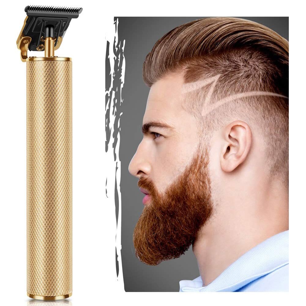 Mens Hair Clippers Electric Hair Trimmer T Outliner Cordless T-Blade Trimmer Barber Beard Razor Hair Cut Cutting: Gold