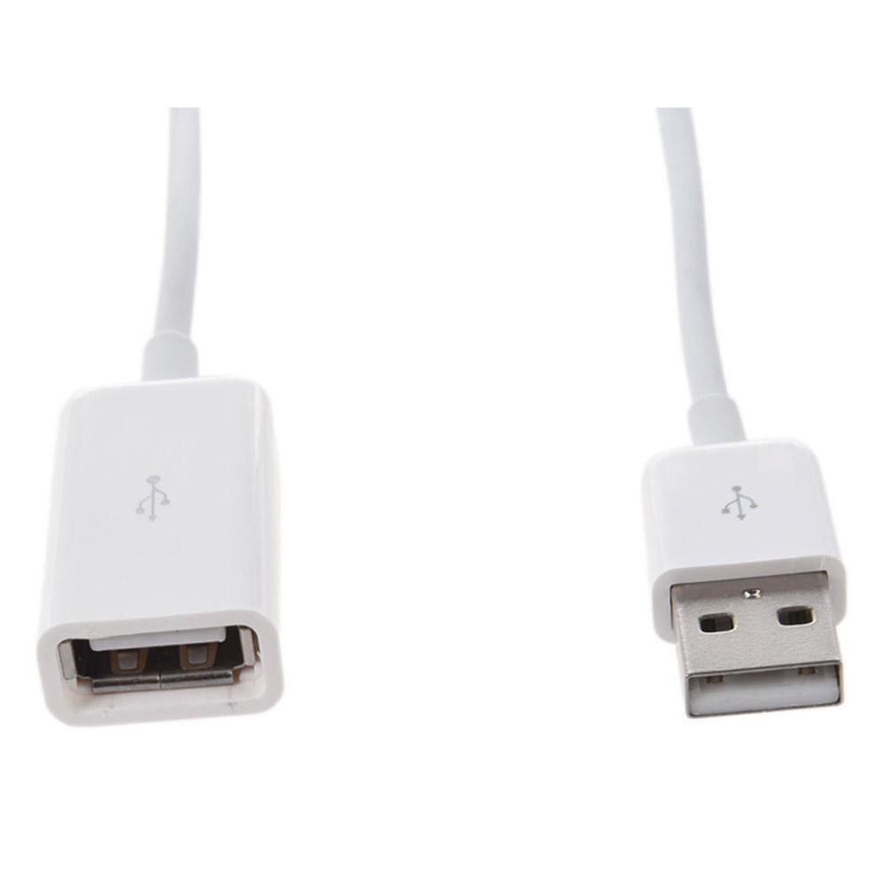 White PVC Metal USB 2.0 Male to Female Extension Adapter 1m Cable 3Ft Cord W5M5