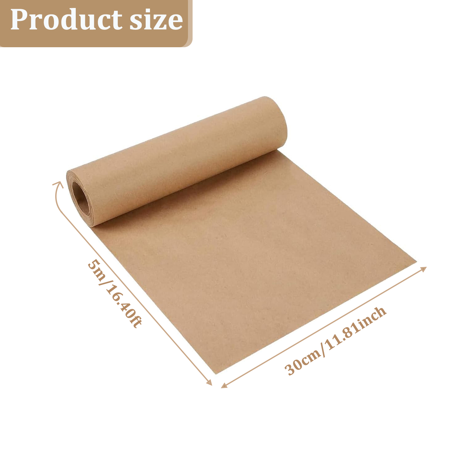 5-10m brune kraftpapirruller (  (30-50cm brede) - tykt biologisk nedbrytbart innpaknings- og pakkepapir for håndverk og flytting: Hvit