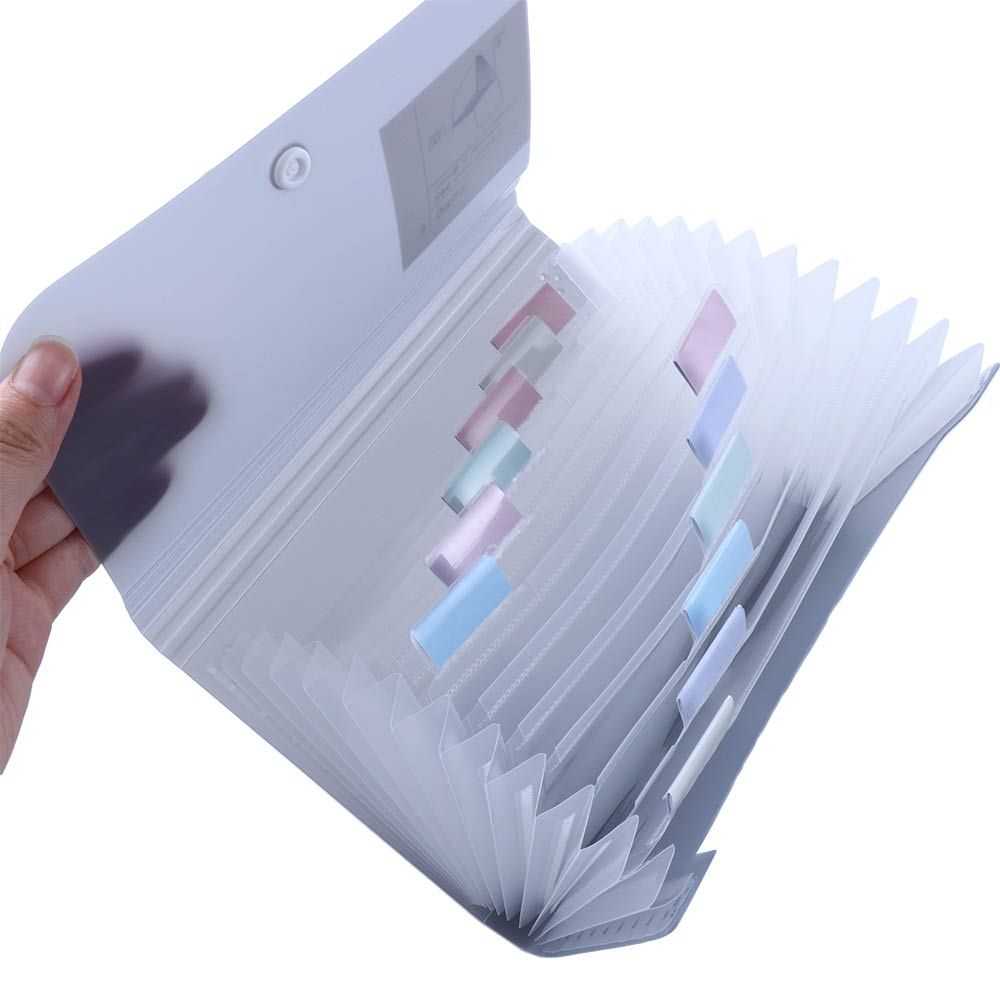 Plastic Filing Box Bill Folders Accordian File 13 Pockets Receipt File File Folder Document Organizer Expanding Wallet