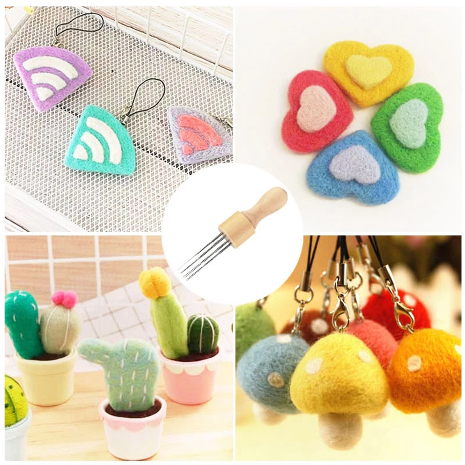 8 Stks/set Naalden 8 Maten Viltnaalden Art Wolvilt Pokdalig Naalden Set Diy Craft Vilt Gereedschap Met Houten handvat