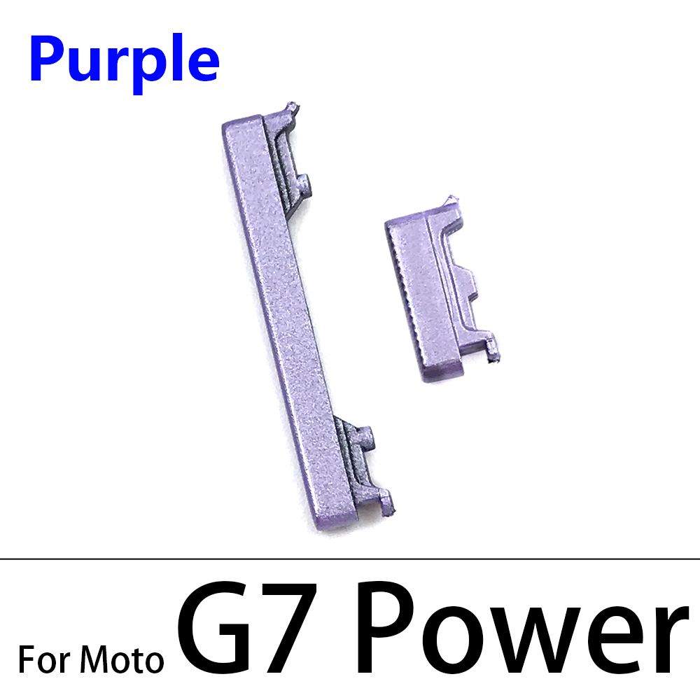 10Pcs/Lot, For Moto G9 G7 Power G8 Plus Play / G8 Power Lite Power Button ON OFF Volume Up Down Side Button Key: G7 Power Purple
