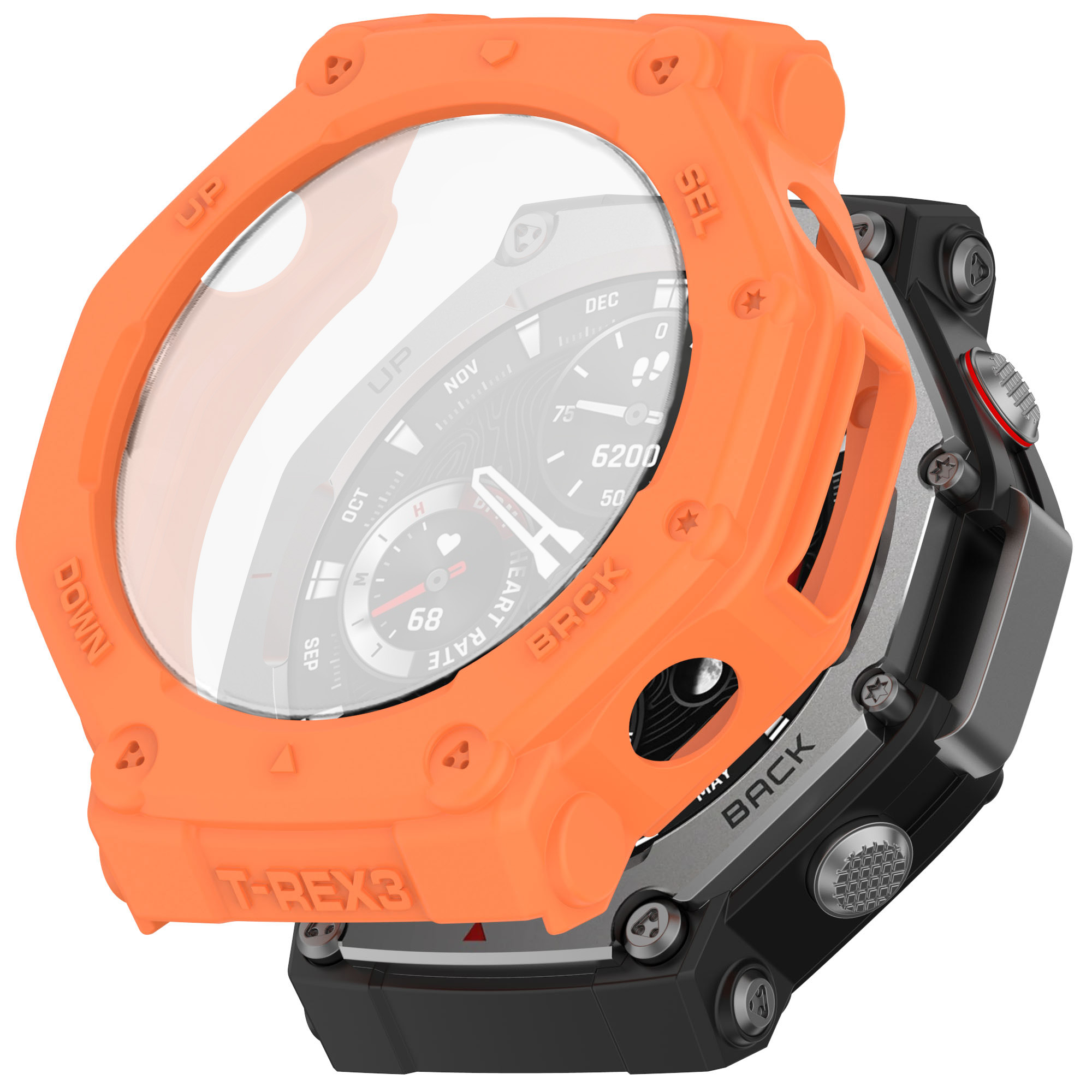 Vidrio + funda para Amazfit t-rex 3 Protector de pantalla antiarañazos película de vidrio templado + parachoques cubierta protectora de silicona Accesorios: Blanco