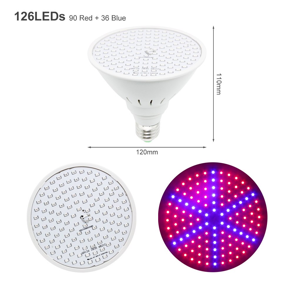 Dual Head Indoor LED Grow Light USB Port Full Spectrum Phyto Growing Lamp With Controller For Vegetable Flower Plant Greenhouse: 126 LEDs E27