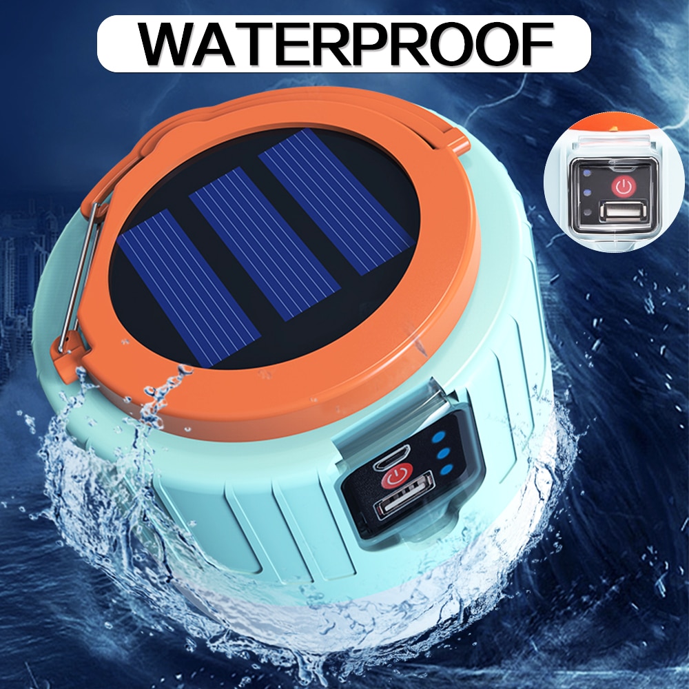 300w solcellsled campinglampor för utomhus usb uppladdningsbar tältlampa bärbara lyktor nödljus för bbq vandring