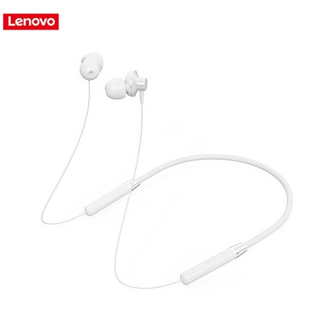 Original Lenovo HE05 Bluetooth 5.0 Neckband Wireless headphones Stereo Sports Magnetic Headphones Sports Running IPX5 Waterproof: HE05 White
