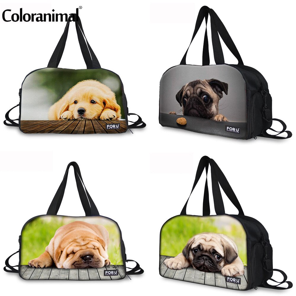 Coloranimal Semplice Travle Borsa sacchetto di Mano Delle Donne Simpatico Gatto e Cane di Stampa per Le Donne Big Duffle Bag Multifunzione Borsa Week-End