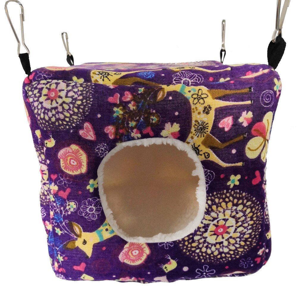 Cube Small Pet Cage Warm Winter Hamster Mini Animal Cage Hanging Bird Nest Bed House Hammock For Rodent/Guinea Pig/Rat/Hedgehog: Type 2 / 19x19x19cm