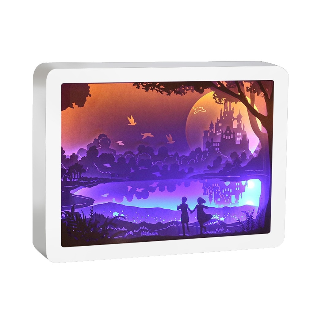 3D Paper Carving Lamp Light Shadow Paper Carved Lights Diy Remote Control Small Night Lamp 3D Room Table Lighting