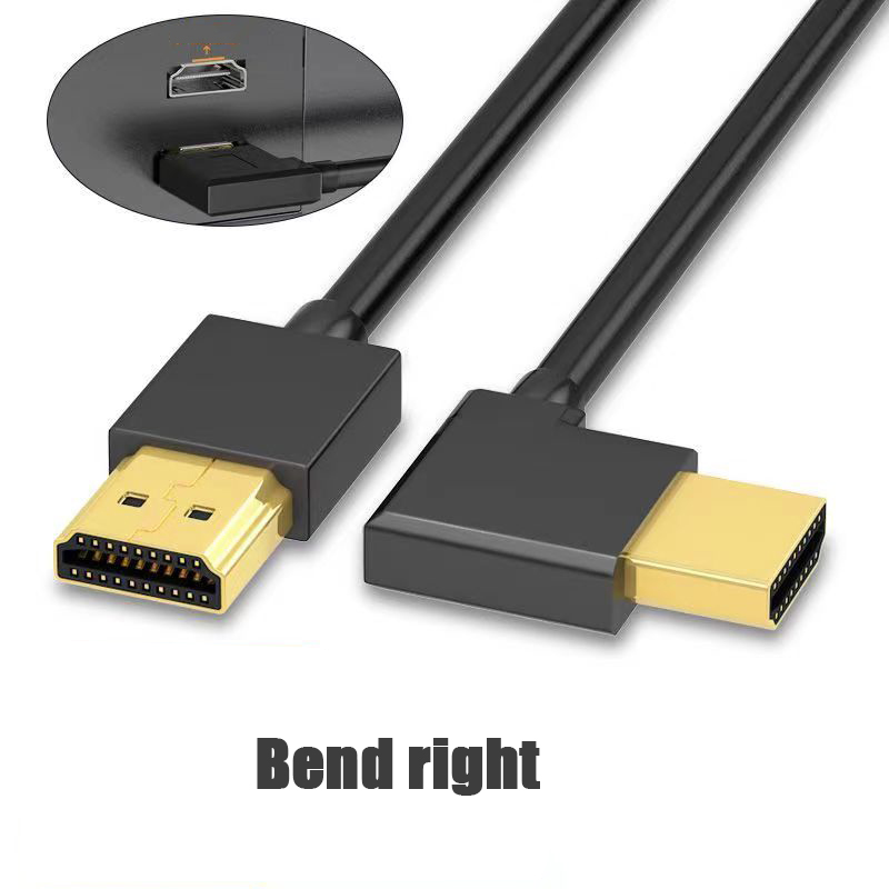 4K Elbow HDMI-compatible Extension Cable 90 Degree Down Angle Male to Female For HDMI 2.1 Cable 3D 60Hz Video HDR for TV Monitor: grey / 1m