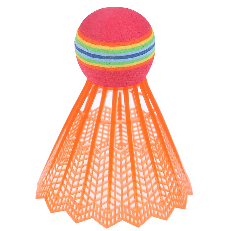 12 pces badminton eva cabeça náilon badminton penas para o entretenimento do esporte do jogo com barril transparente arco-íris bola