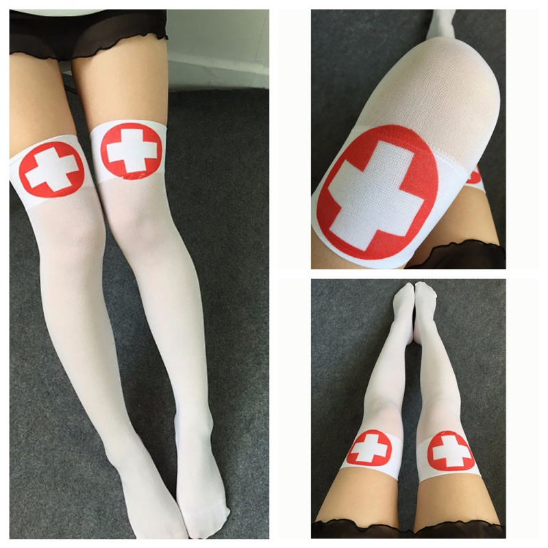 Halloween cosplay striber over knæet strømper wishbone sygeplejerske blodplettet lys og charmerende otaku drøm