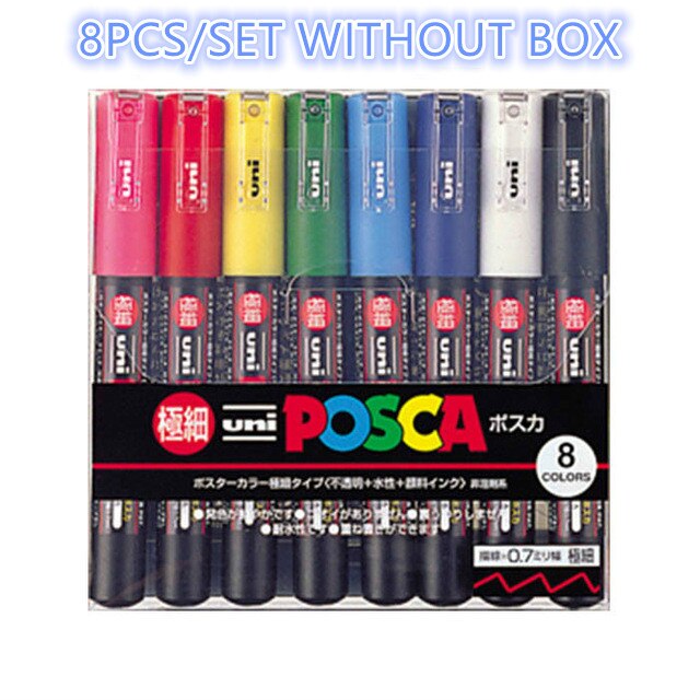 Propylene 12 / 8 Colors Mitsubishi Posca PC-1M Pai... – Grandado