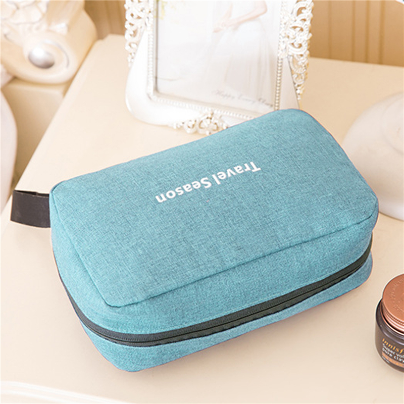 Hommes femmes toilette maquillage cosmétique trousse de maquillage pochette voyage organisateur pour trousse de toilette insérer beauté douche nécessaire vanité: Beige