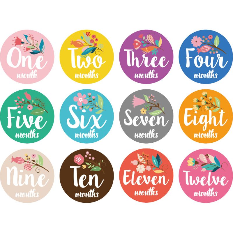 Foto de evento mensual de primer año para bebés, pegatinas para el vientre de bebé que comparten el nacimiento hasta 12 meses y 8 pegatinas de rendimiento
