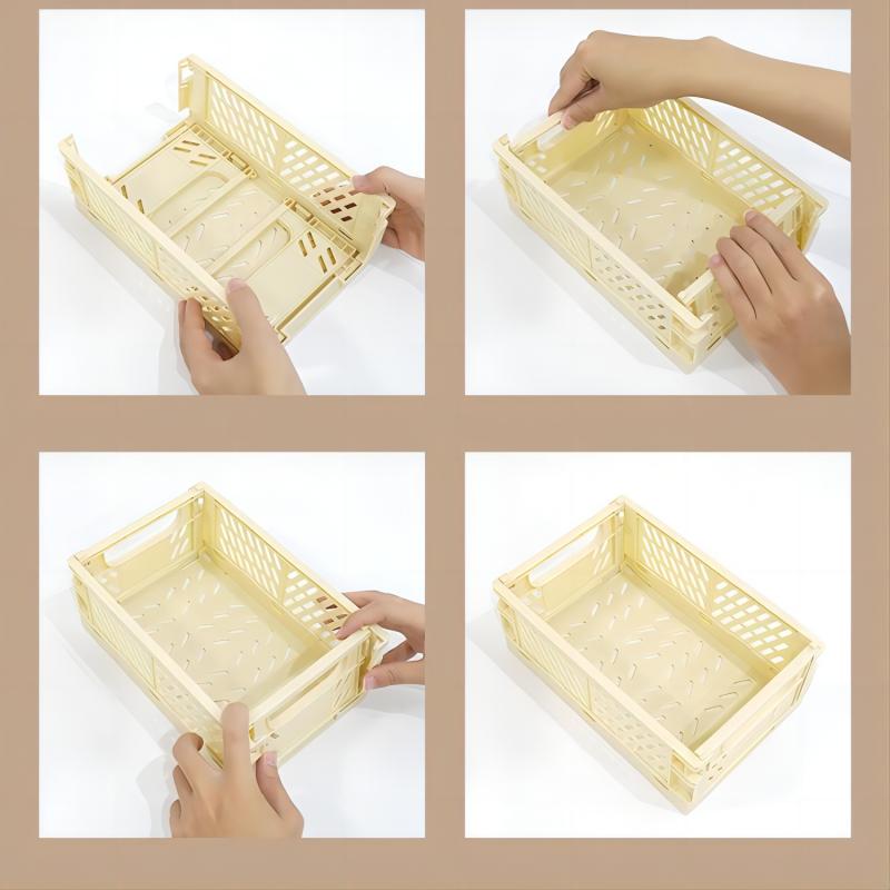 Plastic Foldable Storage Crate Folding Box Basket Stackable Cute Makeup Jewellery Toys Boxes for Storage Box Organizer Portable