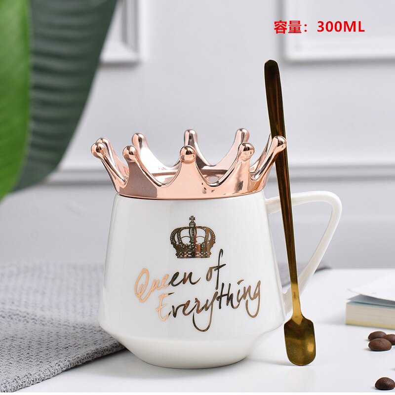 Kron krus ins rosa jente hjerte keramisk kopp nordisk par vann kopp kaffekopp med lokk skje: B