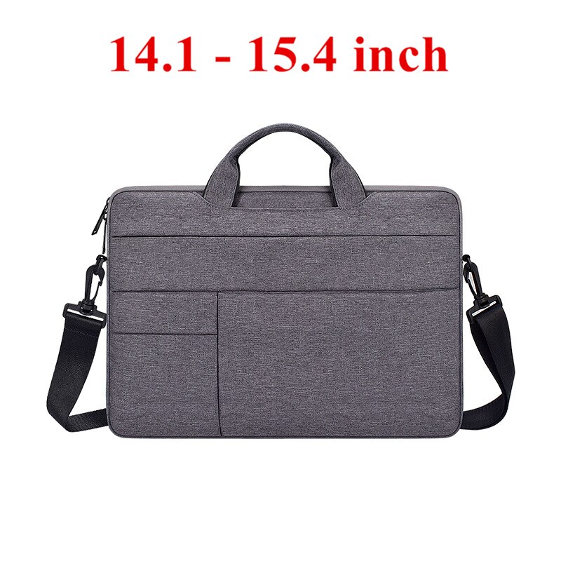 Portable Hand Office Notebook Laptop Bag For Men Women Briefcase Waterproof Pocket Case Computer Shoulder Handbag 13 14 15.6 PC: Dark Gray 14.1 inch