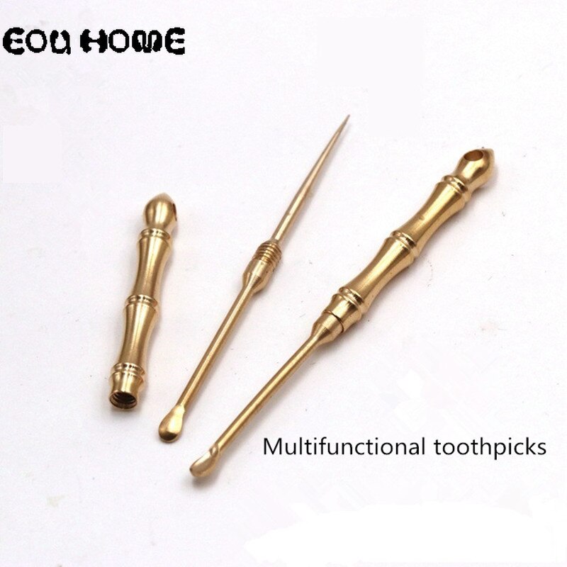 Draagbare Oor Pick Tandenstoker Combinatie Fruit Vork Camping Tool Tandenstoker Houder Oral Care Tool Multifunctionele Eou Thuis