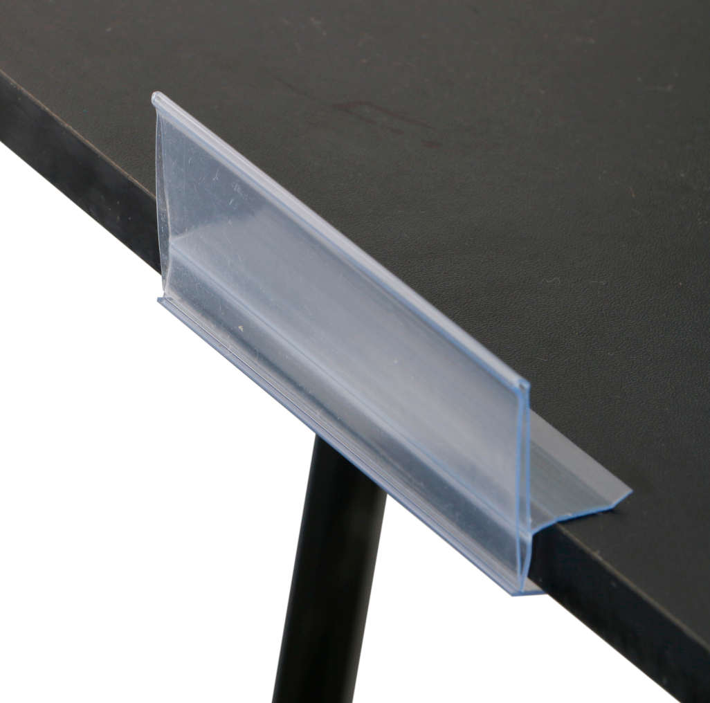 Gripper Ticket Channel Gondola &amp; Wood Shelf Stick On Data Label Strip Upc Holder Clear Sign Clip: bottom clip