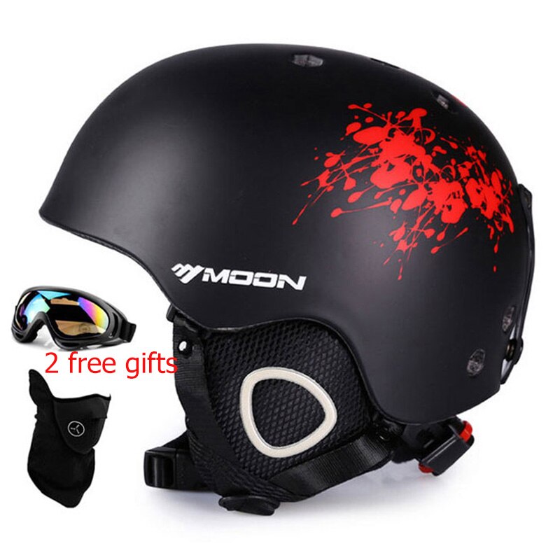 MOON Skiing Helmet with 2 Winter Adult Men Snowboard Skateboard Equipment Sports Safety Ski Helmets for men with goggles: 01 / M(55-58cm)