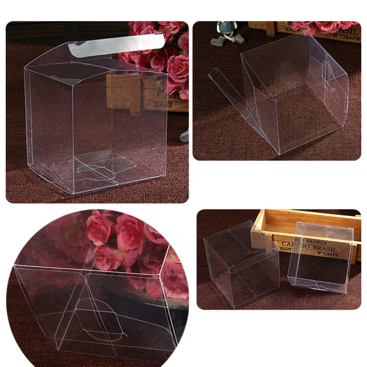 50 Pcs Clear Plastic Pvc Packing Box Transparent Candy Apple Box for Wedding Party (5x5x5cm)