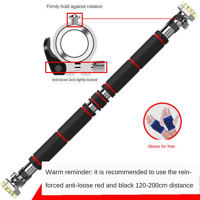 60-130CM Door Horizontal Bars Steel Adjustable Training Bars For Home Gym Workout Pull Up Chin Up Sit Up Bar Fitness Equipment: Beige