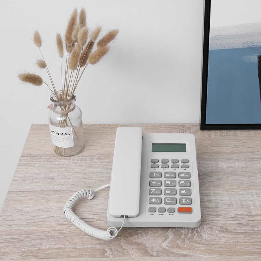 Caller ID Wired Corded Desktop Phone Office Landline Telephone DTMF/FSK Dual System for Home Hotel Business