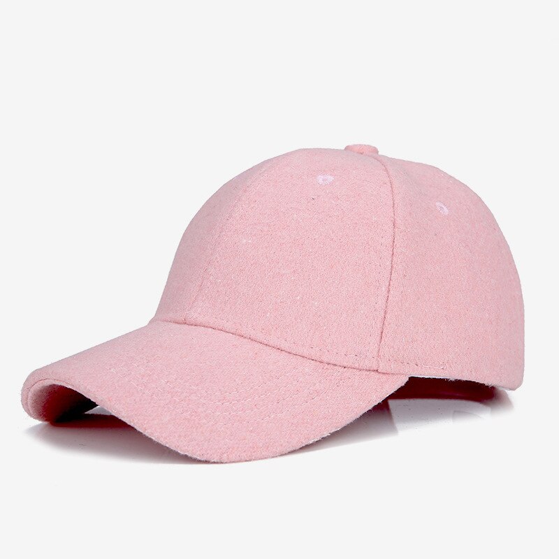 Höst vinter unisex ullfilt baseballkepsar enfärgad casquette chapeau trilby trucker hatt för män kvinnor: Rosa