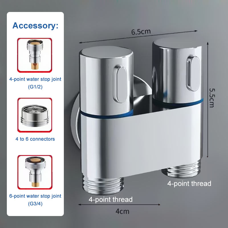 G1/2 Rubinetto per lavatrice Ottone Doppia uscita Acqua Arresto automatico dell'acqua Valvola ad angolo di apertura rapida G3/4 Accessori per il bagno: Borgogna