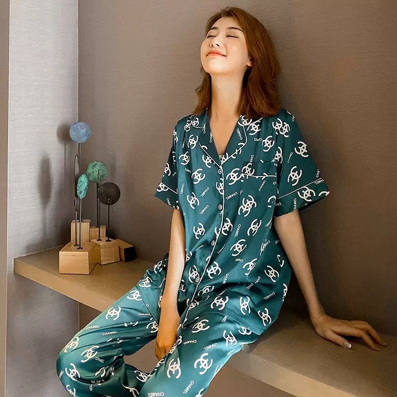 Pyjama weiblichen sommer neue kurzarm hosen eis seide liebhaber studenten süße reizende verlieren einfache tragen: Grün / M