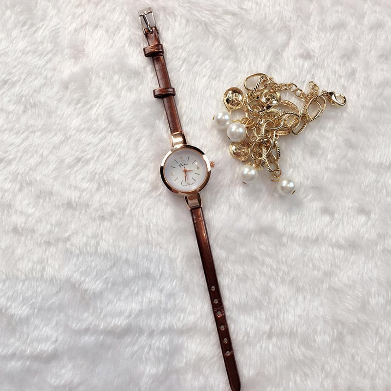SHENGKE SK Ultra Dunne Minimalistische Dames Horloge Met Lederen Band - Eenvoudig En Elegant