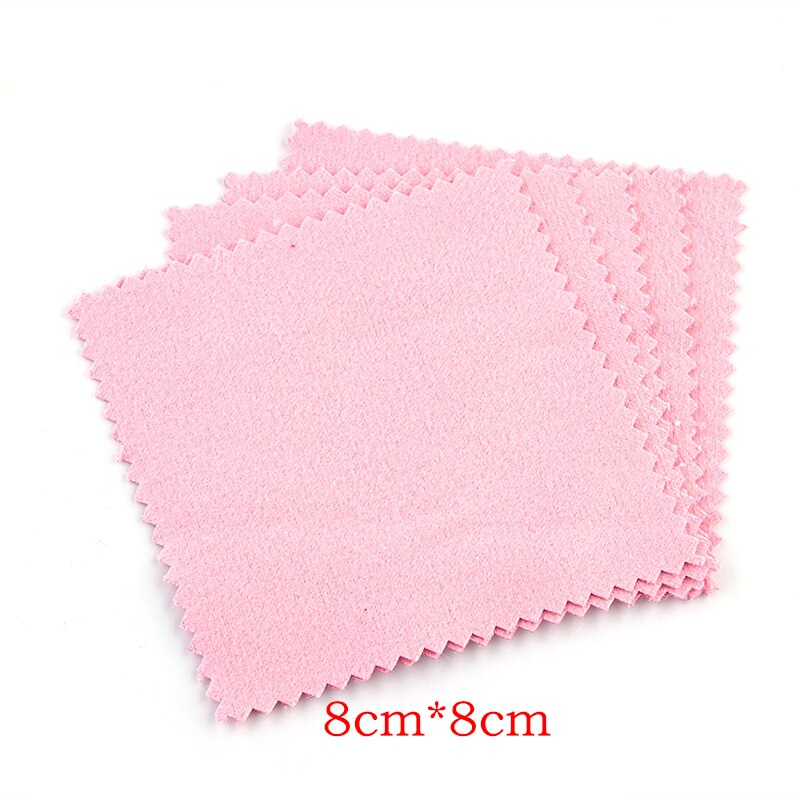 20-50 stücke Polnischen Polieren Tuch Silber Farbe Reinigung Polieren Tuch Weichen, Sauberen Wischen Abwischen Tuch Schmuck Werkzeug Schmuck reinigung: pink 8x8mm 50pcs