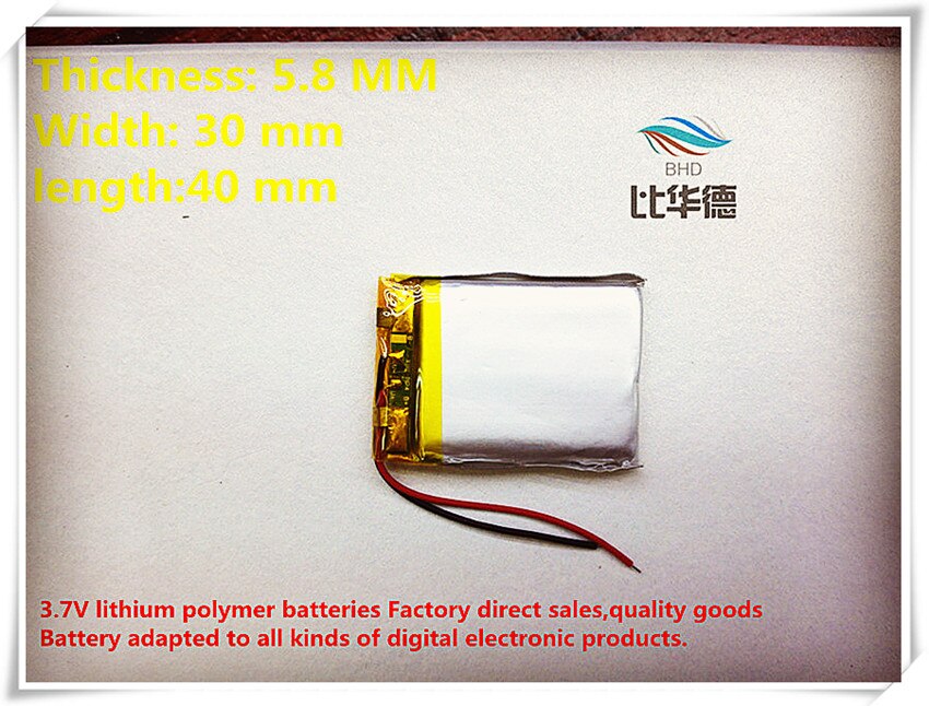 (Freies ) 3,7 V 583040 750 mAh Lithium-ionen Polymer batterie waren von CE FCC ROHS zertifizierung behörde