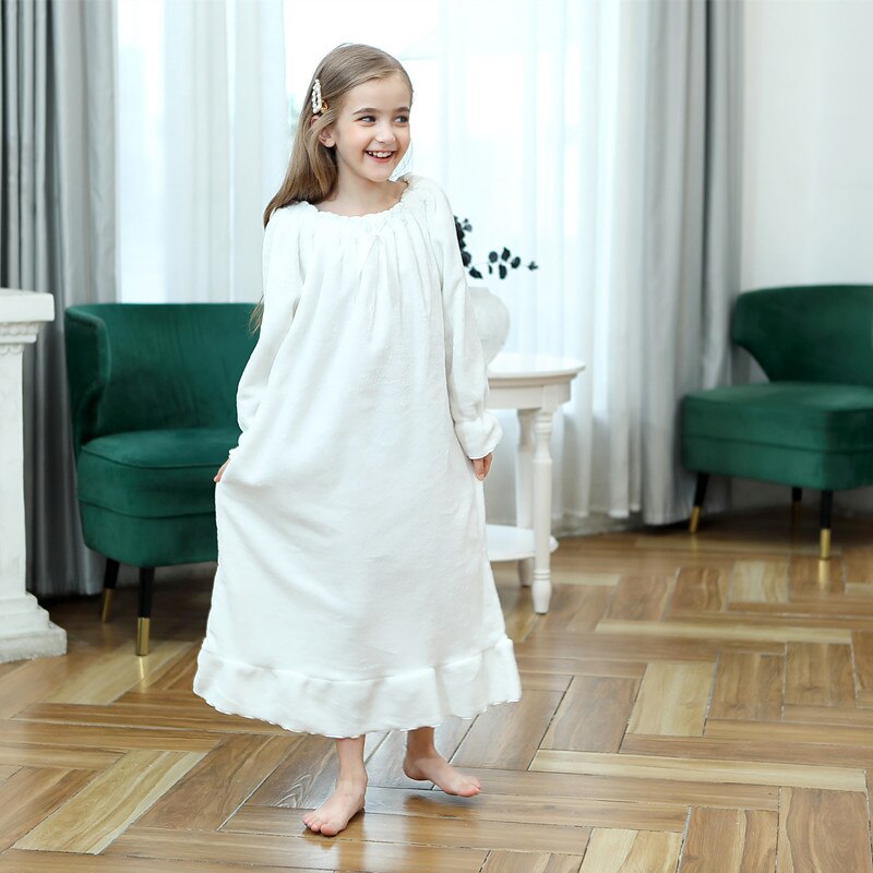 2 to 14 Years Toddlers Girls Nightdress Soft Cotton Butterfly Ruffle Hem Nightgowns Baby Kids Leisure Home Wear Clothing Nighty