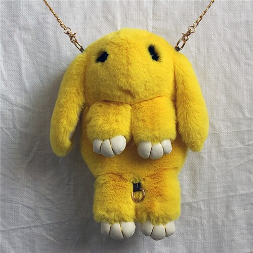 OURCIAO coreano lindo conejo encantador bolso de hombro dibujos animados niño Show MOE muerto conejo lana bolsas Z828: yellow