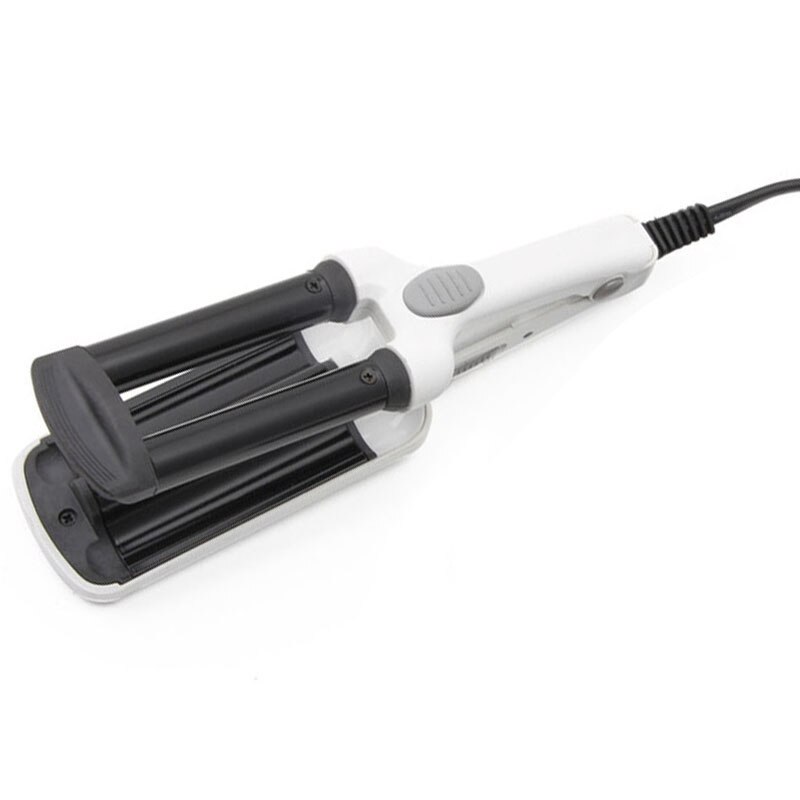 White Uk Plug Mini Ceramic Hair Crimper Curler Curling Iron Tong Waving Wand Roller Salon: Default Title