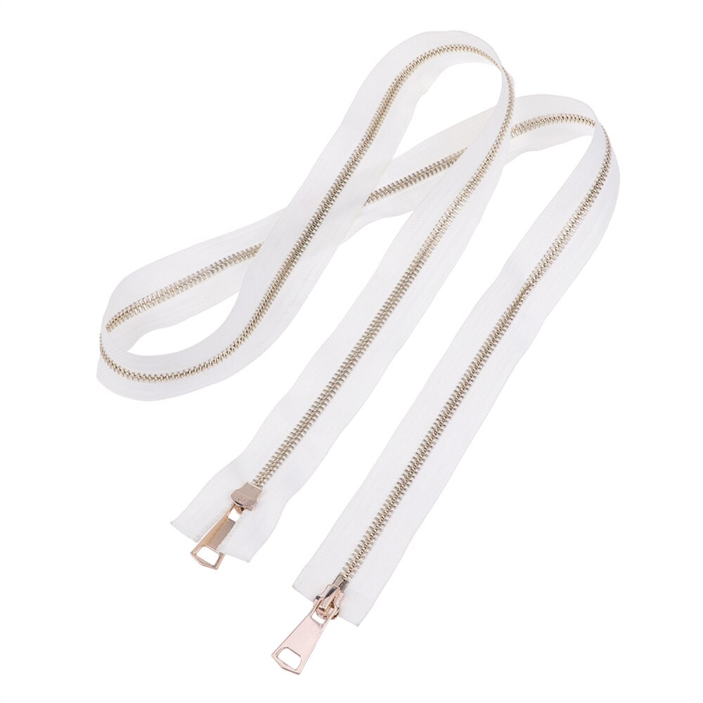 2Pcs Double-Side Metalen Doek Rits Jas Vervanging Rits Diy Naaien Accessoires (Zwart): White