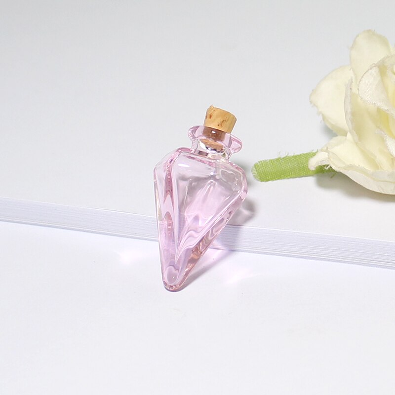 2PCS Klarglas flasche mit kork Kegel flasche anhänger Schnaps Flasche mit kork Glasflasche anhänger: Cone-Pink